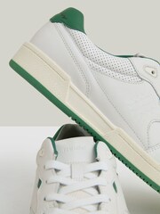 Reiss White/Green Astor Leather Low Top Trainers - Image 6 of 6