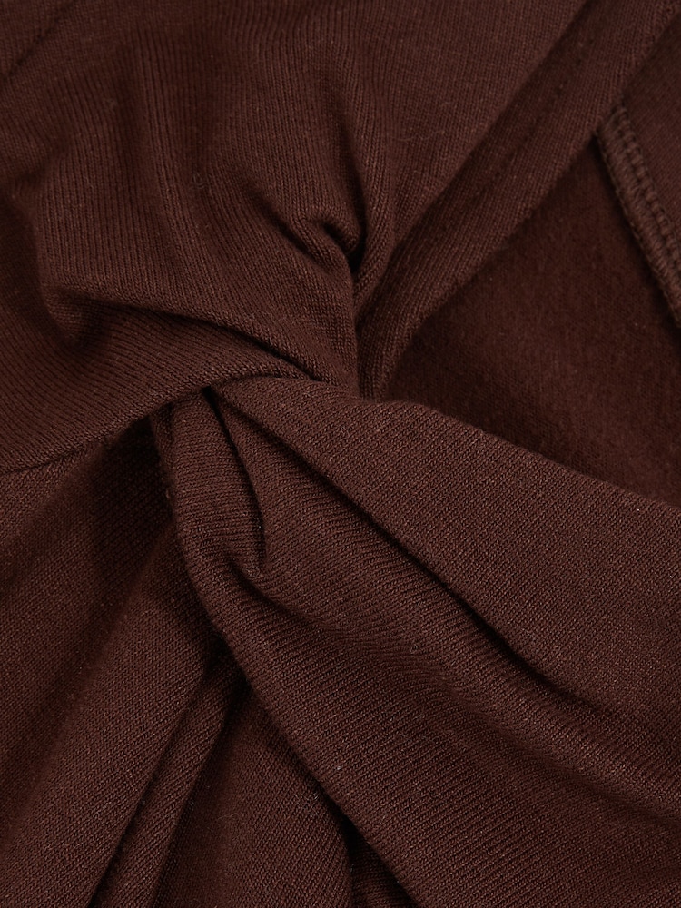 Reiss Chocolate Brown Fran Knot Detail Jersey Bodysuit - Image 6 of 6