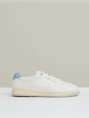 Reiss Off White/Soft Blue Astor Leather Low Top Trainers - Image 1 of 6