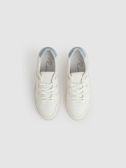 Reiss Off White/Soft Blue Astor Leather Low Top Trainers - Image 4 of 6