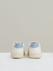 Reiss Off White/Soft Blue Astor Leather Low Top Trainers - Image 5 of 6