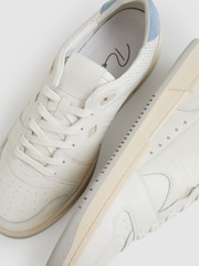 Reiss Off White/Soft Blue Astor Leather Low Top Trainers - Image 6 of 6