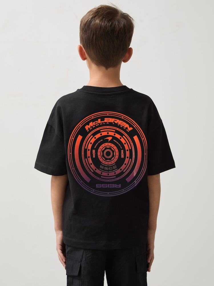 Negro - Reiss District Unisex Fit McLaren F1 Team Tyre Oversized T-Shirt - Imagen 1 de 7