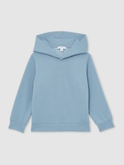 Reiss Soft Denim Blue Fabien 13-14 yrs Interlock Jersey Hoodie - Image 1 of 4