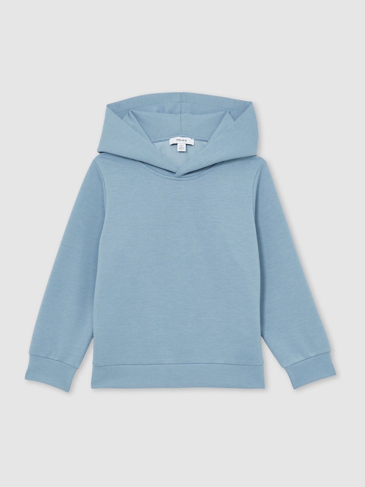 Reiss Soft Denim Blue Fabien 13-14 yrs Interlock Jersey Hoodie - Image 1 of 4