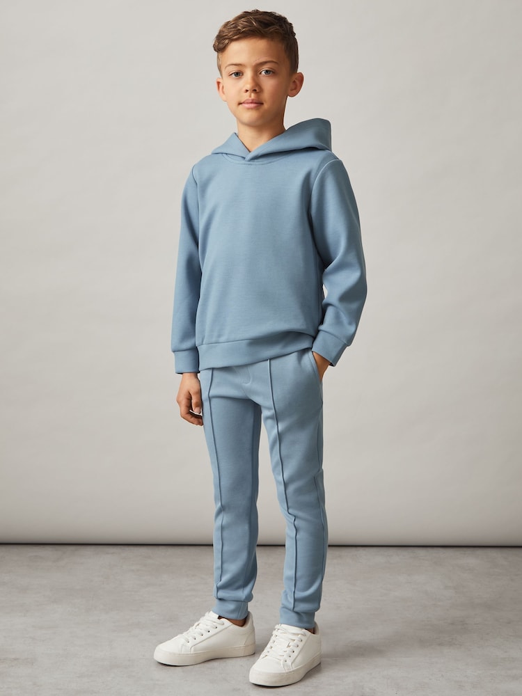 Reiss Soft Denim Blue Fabien 13-14 yrs Interlock Jersey Hoodie - Image 2 of 4