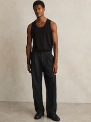 Reiss All Black Alvar Panelled Leather Trainers - Image 2 of 6