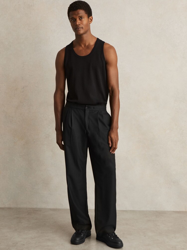 Reiss All Black Alvar Panelled Leather Trainers - Image 2 of 6