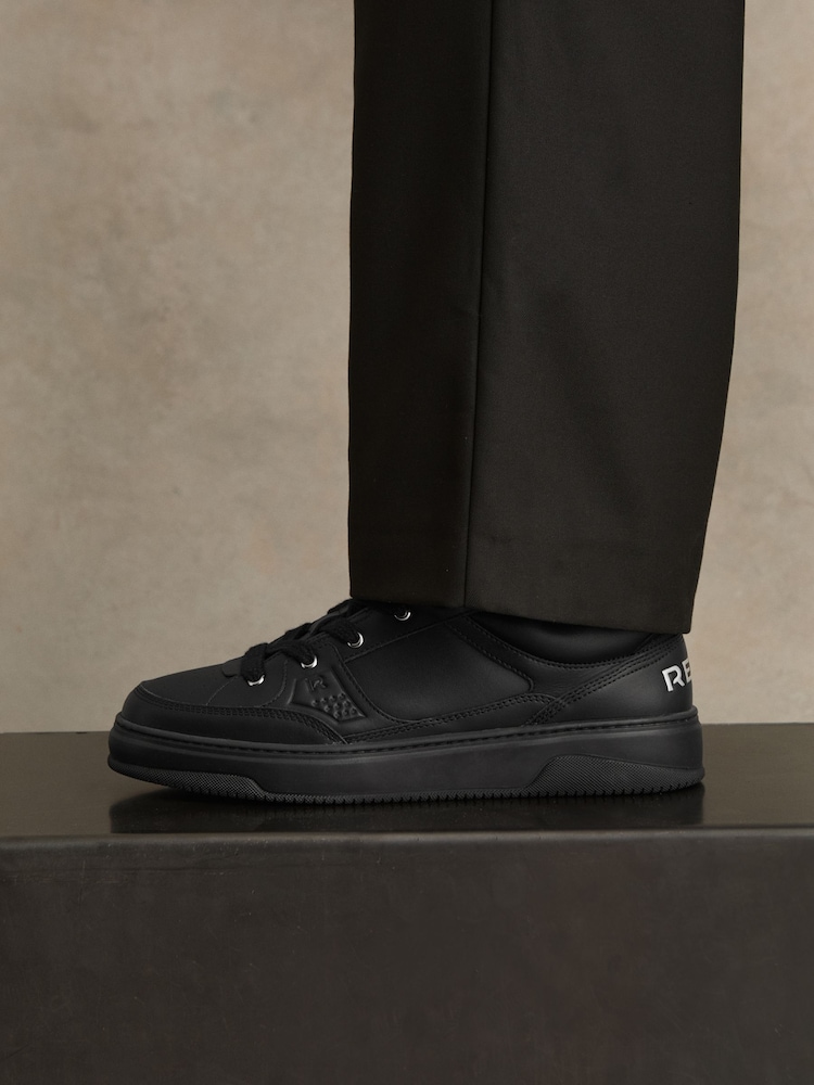 Reiss All Black Alvar Panelled Leather Trainers - Image 3 of 6