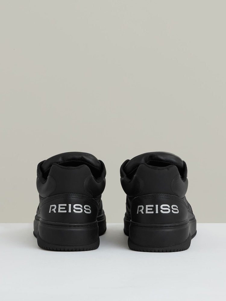 Reiss All Black Alvar Panelled Leather Trainers - Image 5 of 6