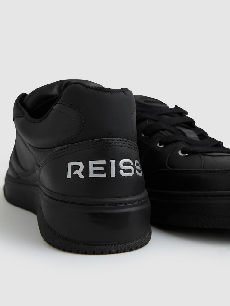 Reiss All Black Alvar Panelled Leather Trainers - Image 6 of 6
