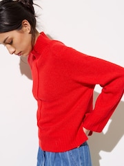 Oliver Bonas Red Funnel Neck Knitted Jumper - Image 2 of 9