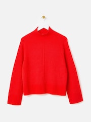 Oliver Bonas Red Funnel Neck Knitted Jumper - Image 4 of 9