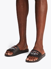 Tommy Hilfiger Black Nyc Pool Slides - Image 1 of 6