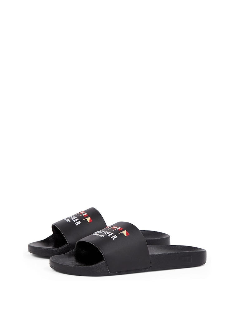 Tommy Hilfiger Black Nyc Pool Slides - Image 4 of 6