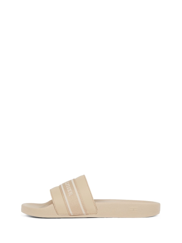 Tommy Hilfiger Cream Pool Slides With Webbing - Image 3 of 6