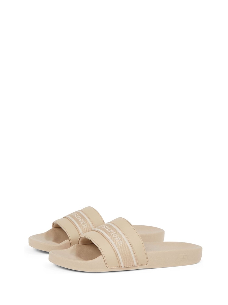 Tommy Hilfiger Cream Pool Slides With Webbing - Image 4 of 6