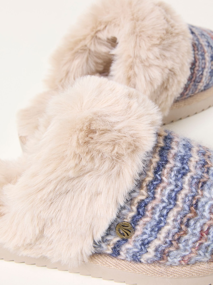FatFace Kaia Blue Knit Mule - Image 2 of 3 FatFace Kaia Blue Knit Mule - Image 2 of 3