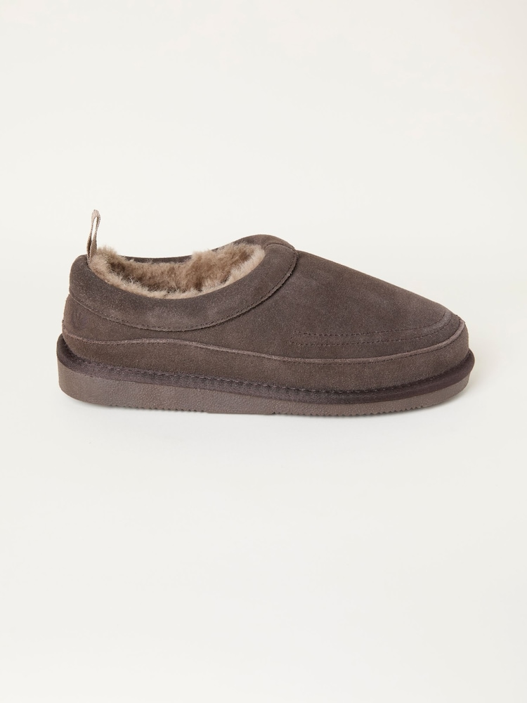 FatFace Laura Chocolate Brown Suede Slipper - Image 1 of 3