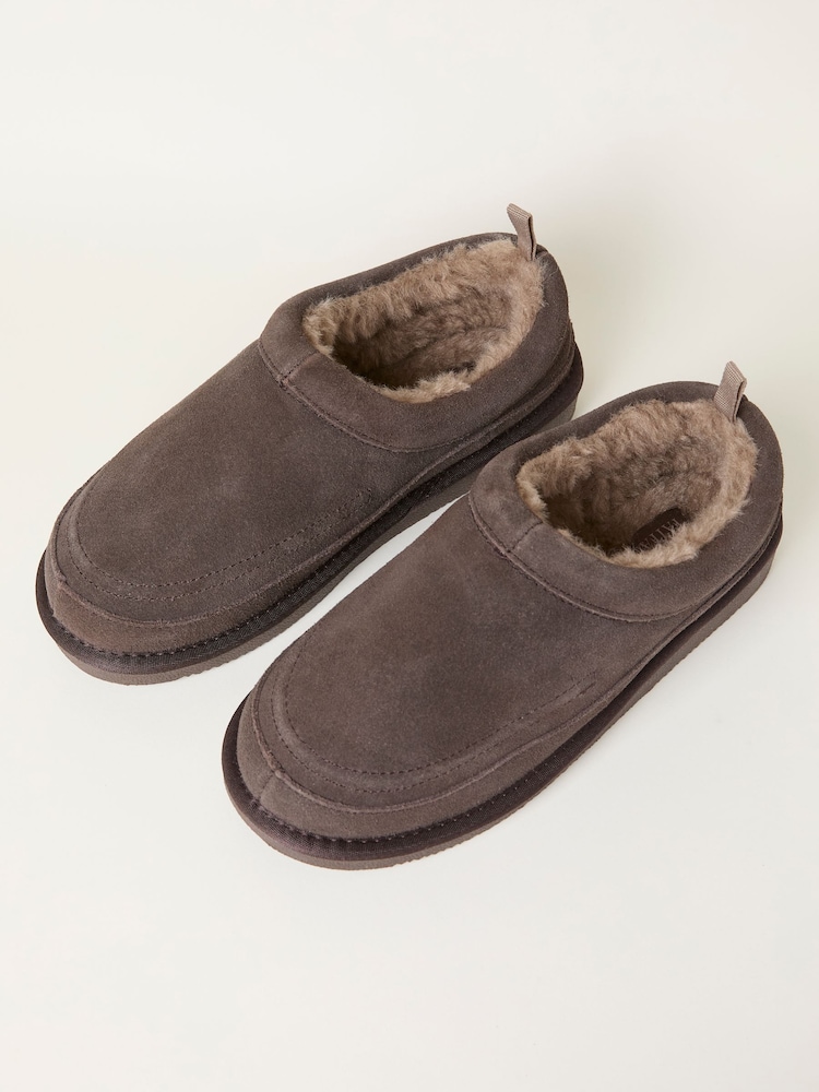 FatFace Laura Chocolate Brown Suede Slipper - Image 3 of 3