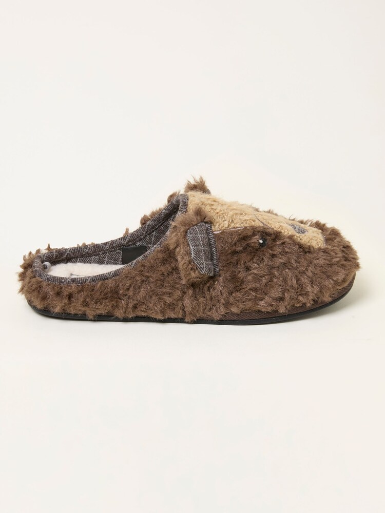 FatFace Brown Grizzles Bear Slipper - Image 1 of 3 FatFace Brown Grizzles Bear Slipper - Image 1 of 3