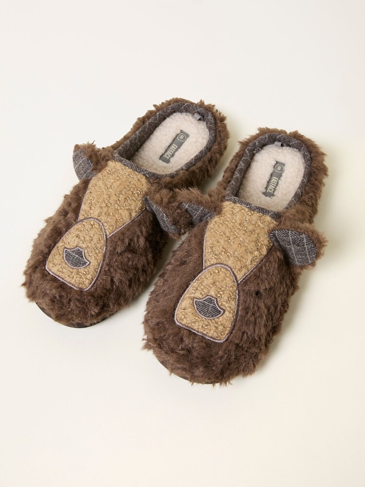 FatFace Brown Grizzles Bear Slipper - Image 2 of 3 FatFace Brown Grizzles Bear Slipper - Image 2 of 3