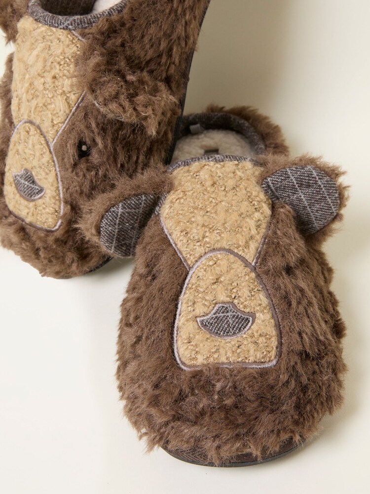 FatFace Brown Grizzles Bear Slipper - Image 3 of 3 FatFace Brown Grizzles Bear Slipper - Image 3 of 3