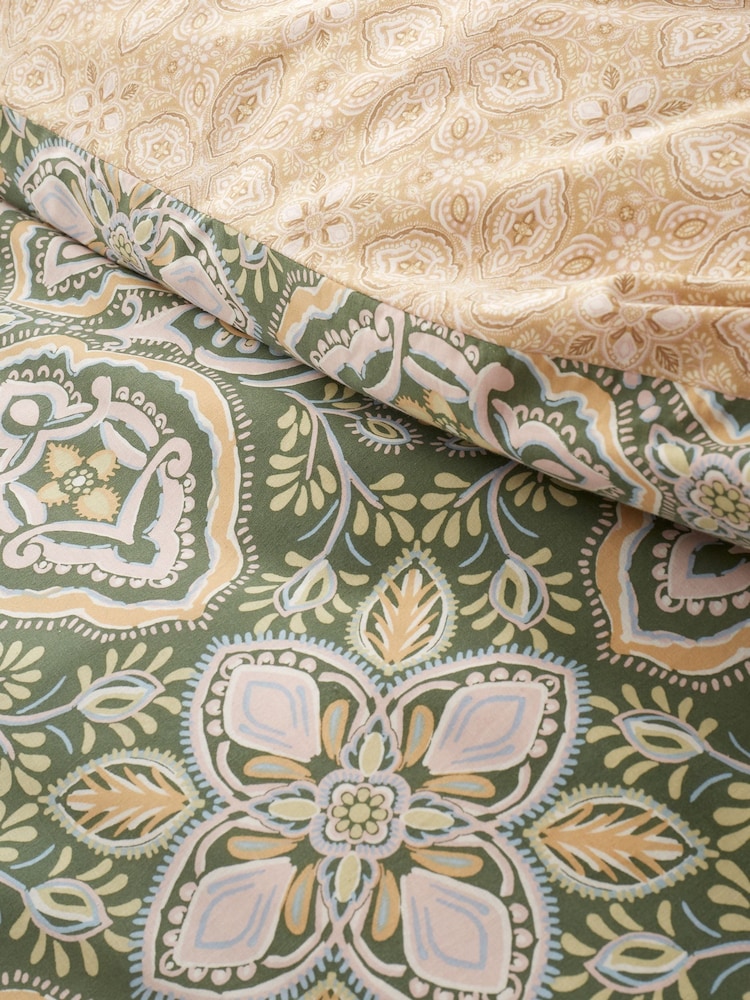Pineapple Elephant Green Alba Geo Reversible Duvet Cover Set - Image 5 of 5