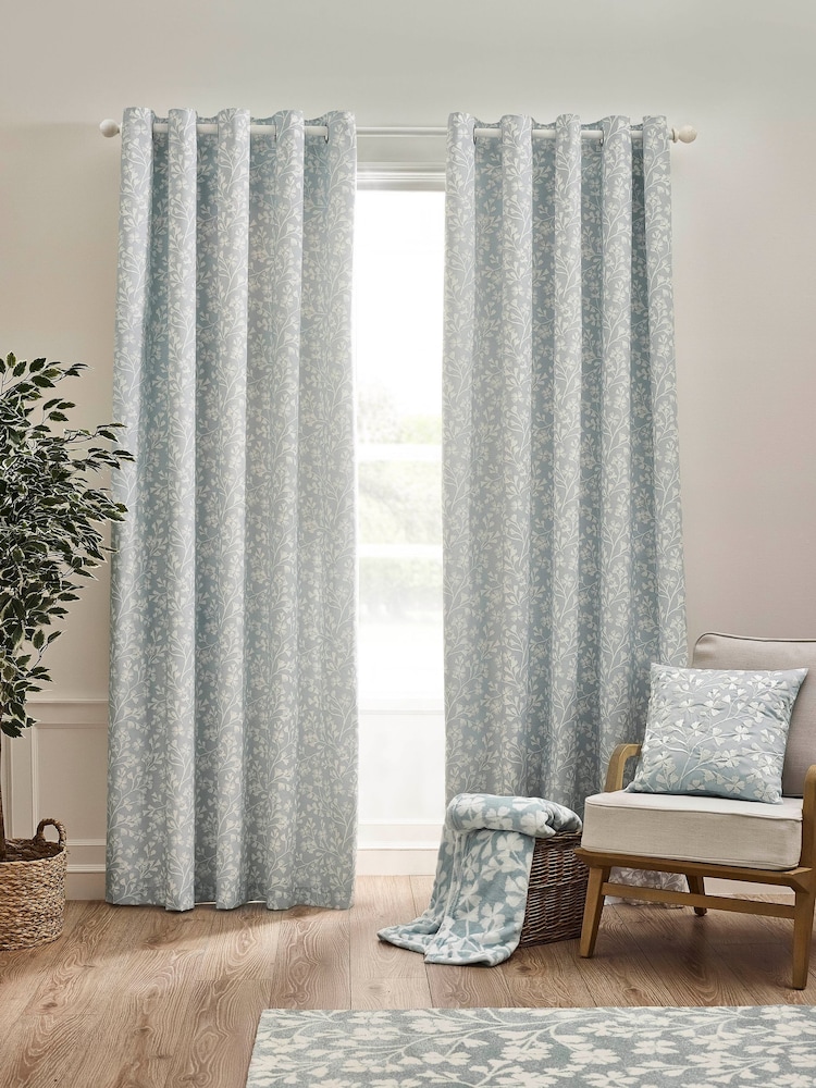 Catherine Lansfield Brooke Floral Print Lined Eyelet Curtains - Bild 2 von 4 Catherine Lansfield Brooke Floral Print Lined Eyelet Curtains - Bild 2 von 4