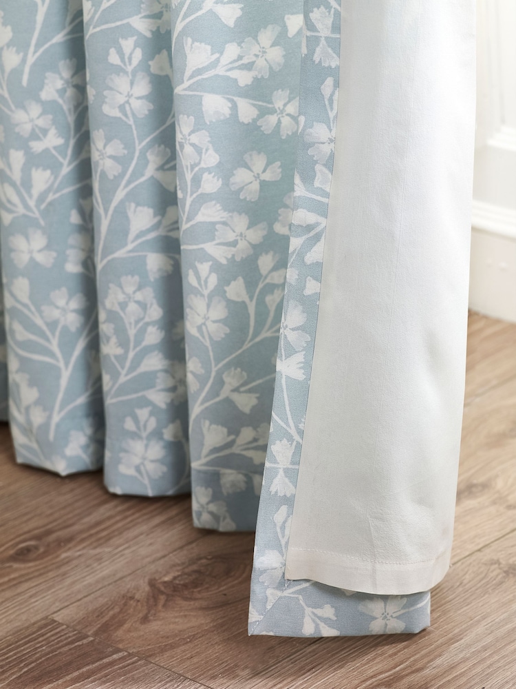 Catherine Lansfield Brooke Floral Print Lined Eyelet Curtains - Bild 4 von 4 Catherine Lansfield Brooke Floral Print Lined Eyelet Curtains - Bild 4 von 4