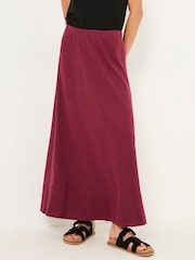 FatFace Kitty Burgundy Red Jersey Midi Skirt - Image 1 of 6