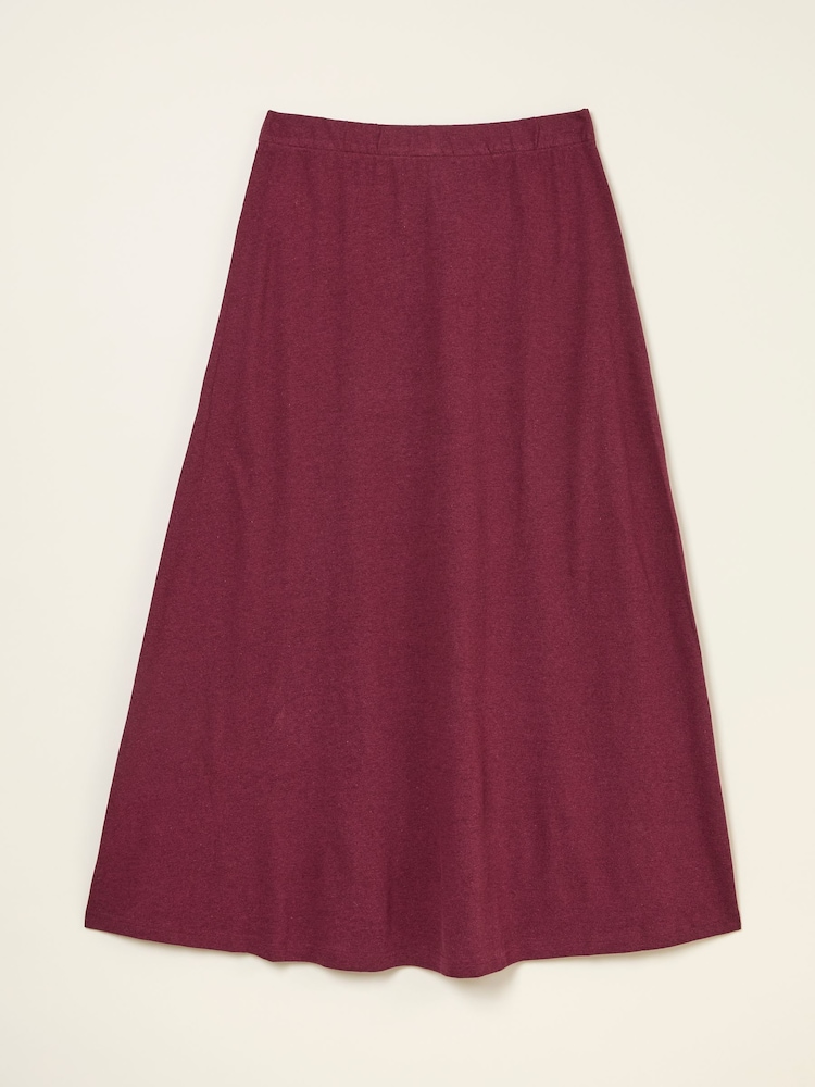 FatFace Kitty Burgundy Red Jersey Midi Skirt - Image 6 of 6