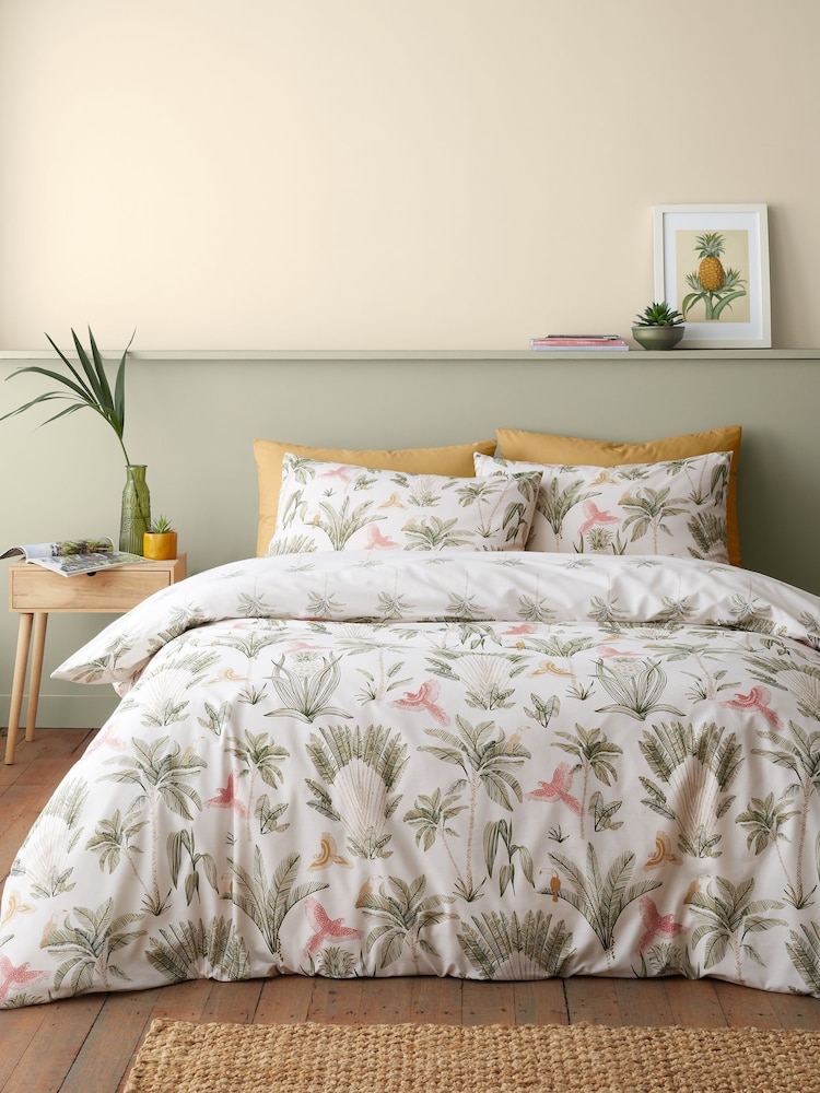 Catherine Lansfield Natural Paradiso Palm Reversible Duvet Cover Set - Image 1 of 4