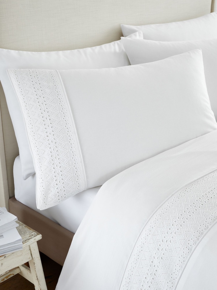 Catherine Lansfield White Broderie Anglaise Duvet Cover Set - Image 2 of 3