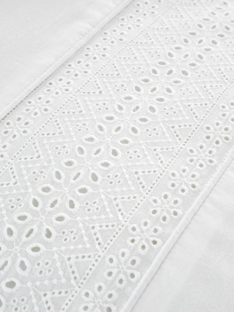 Catherine Lansfield White Broderie Anglaise Duvet Cover Set - Image 3 of 3