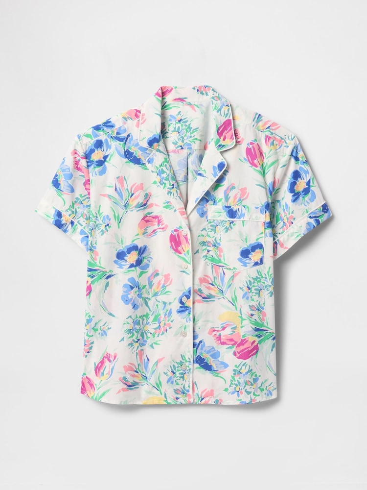Wit/blauw gebloemd - Gap poplin pyjamashirt - Image 3 of 4