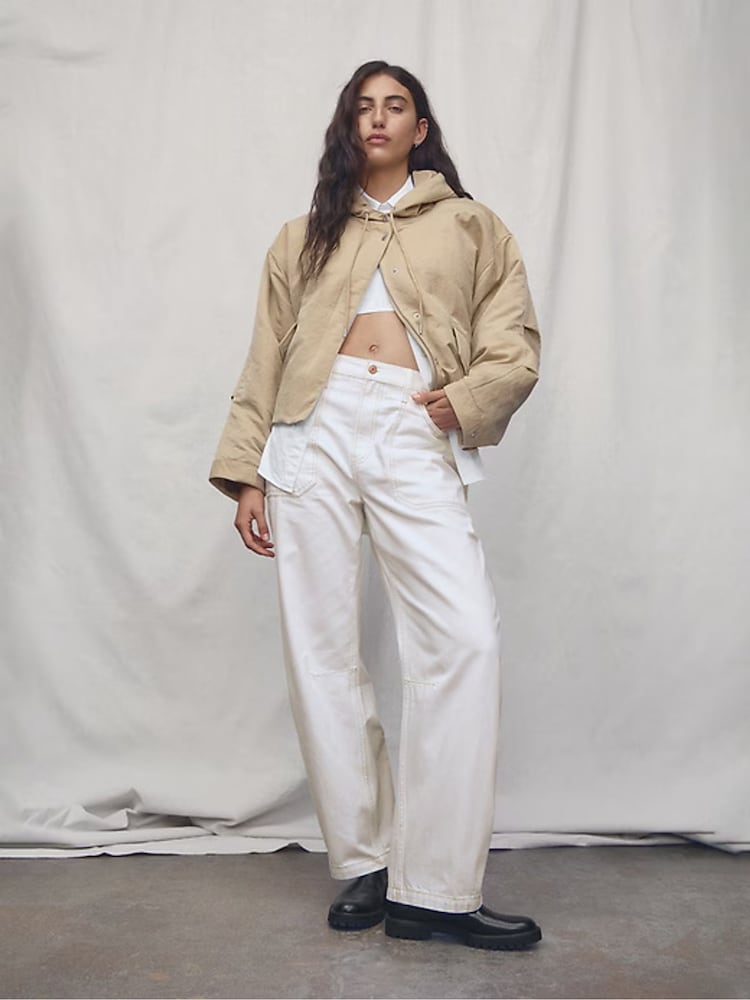 Gap White High Waisted Barrel Carpenter Jeans - Image 1 of 9