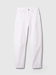 Gap White High Waisted Barrel Carpenter Jeans - Image 8 of 9