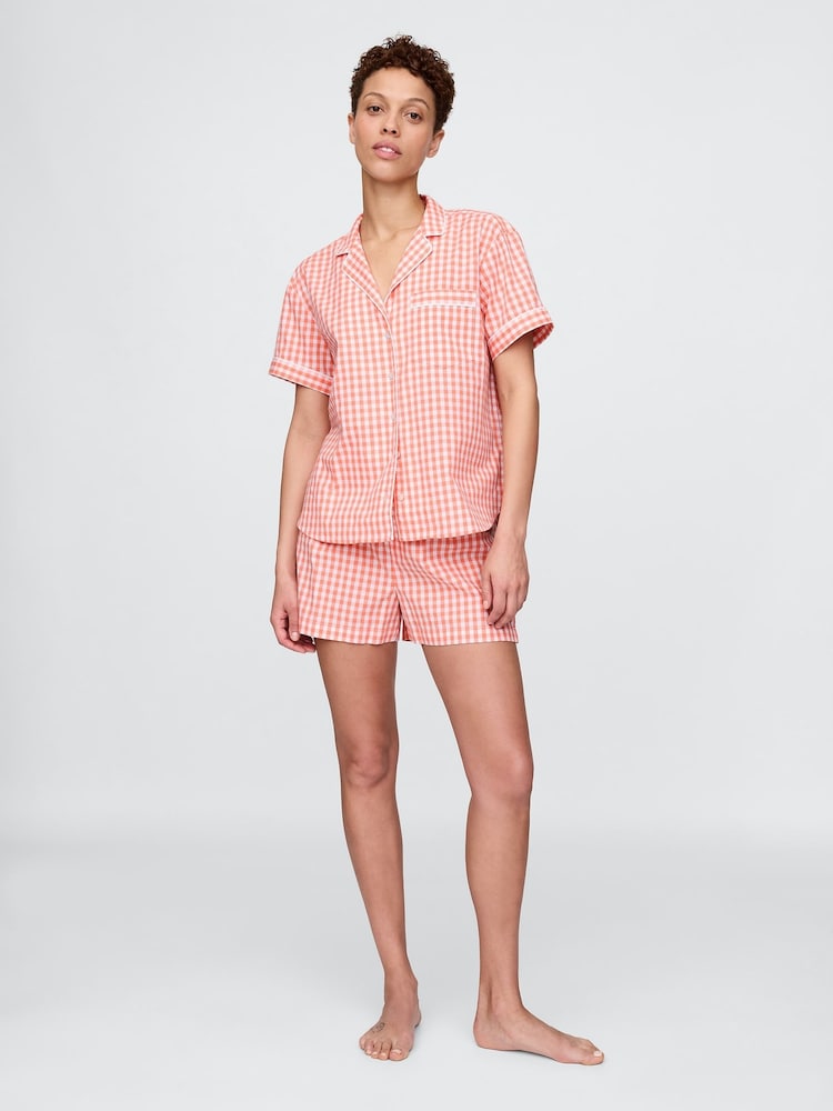 Gap Red Cotton Poplin Gingham Short Pyjama Bottoms - Image 1 of 4