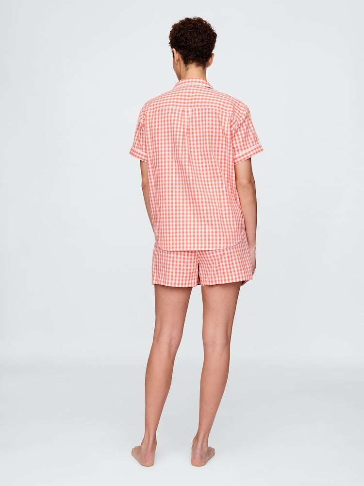 Gap Red Cotton Poplin Gingham Short Pyjama Bottoms - Image 2 of 4