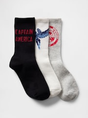 Gap White Marvel Captain America Crew Socks 3-Pack - Image 1 of 1