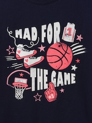 Gap Navy/Blue Baskeball Short Sleeve Crew Neck Graphic T-Shirt (4-13yrs) - Image 4 of 4