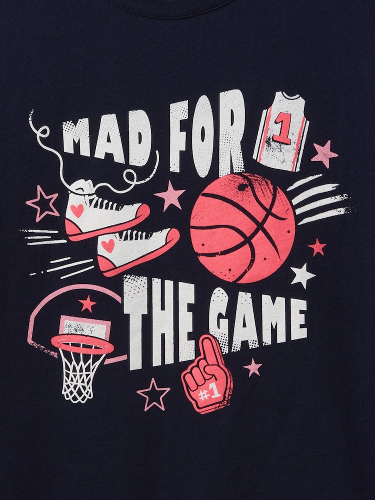 Gap Navy/Blue Baskeball Short Sleeve Crew Neck Graphic T-Shirt (4-13yrs) - Image 4 of 4