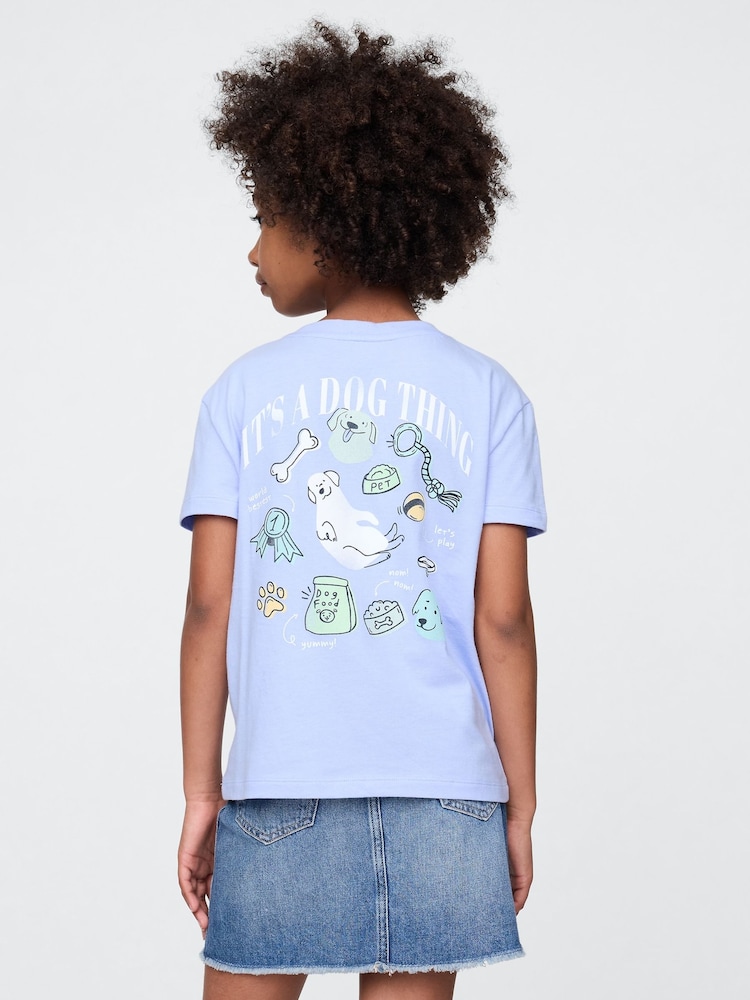 Gap Purple Dog Short Sleeve Crew Neck Graphic T-Shirt (4-13yrs) - Image 1 of 4