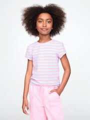 Gap Pink Stripe Crew Neck T-Shirt (4-13yrs) - Image 1 of 4