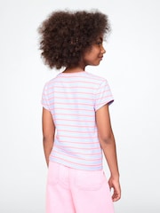 Gap Pink Stripe Crew Neck T-Shirt (4-13yrs) - Image 2 of 4