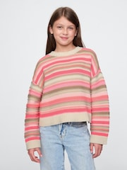 Gap Pink Stripe Boxy Knit Jumper (4-13yrs) - Image 1 of 5