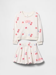 Gap White Cherry Vintage Soft Skort & Sweatshirt Set (6mths-5yrs) - Image 1 of 2