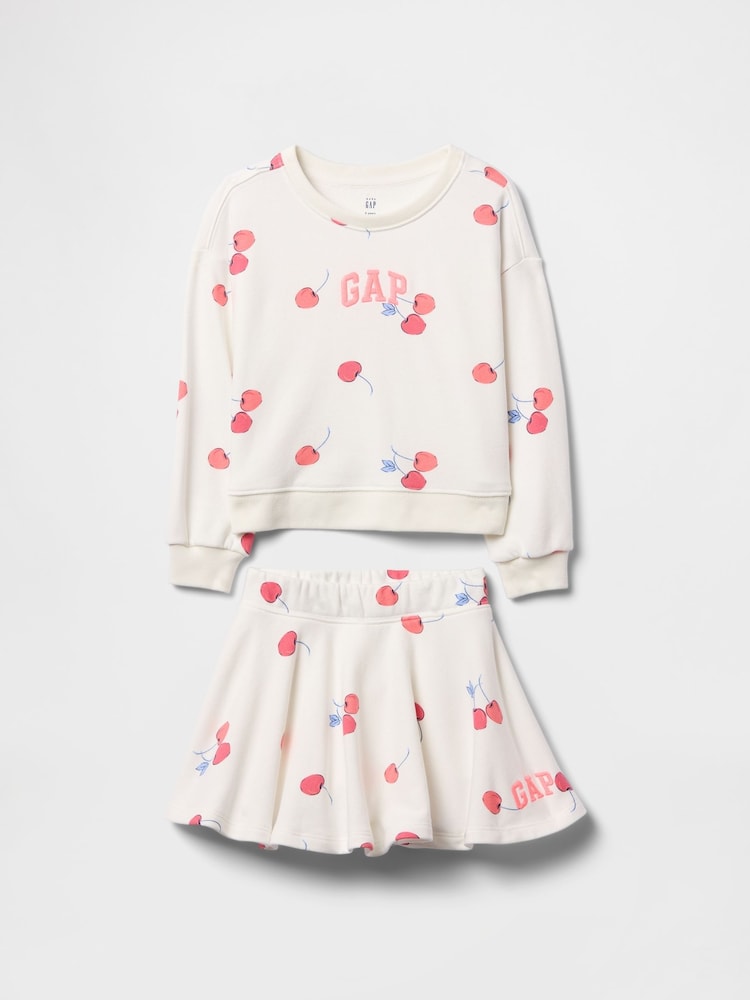 Gap White Cherry Vintage Soft Skort & Sweatshirt Set (6mths-5yrs) - Image 1 of 2