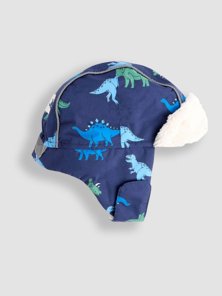 JoJo Maman Bébé Navy Dino Dinosaur Borg Trapper Hat - Image 2 of 3 JoJo Maman Bébé Navy Dino Dinosaur Borg Trapper Hat - Image 2 of 3